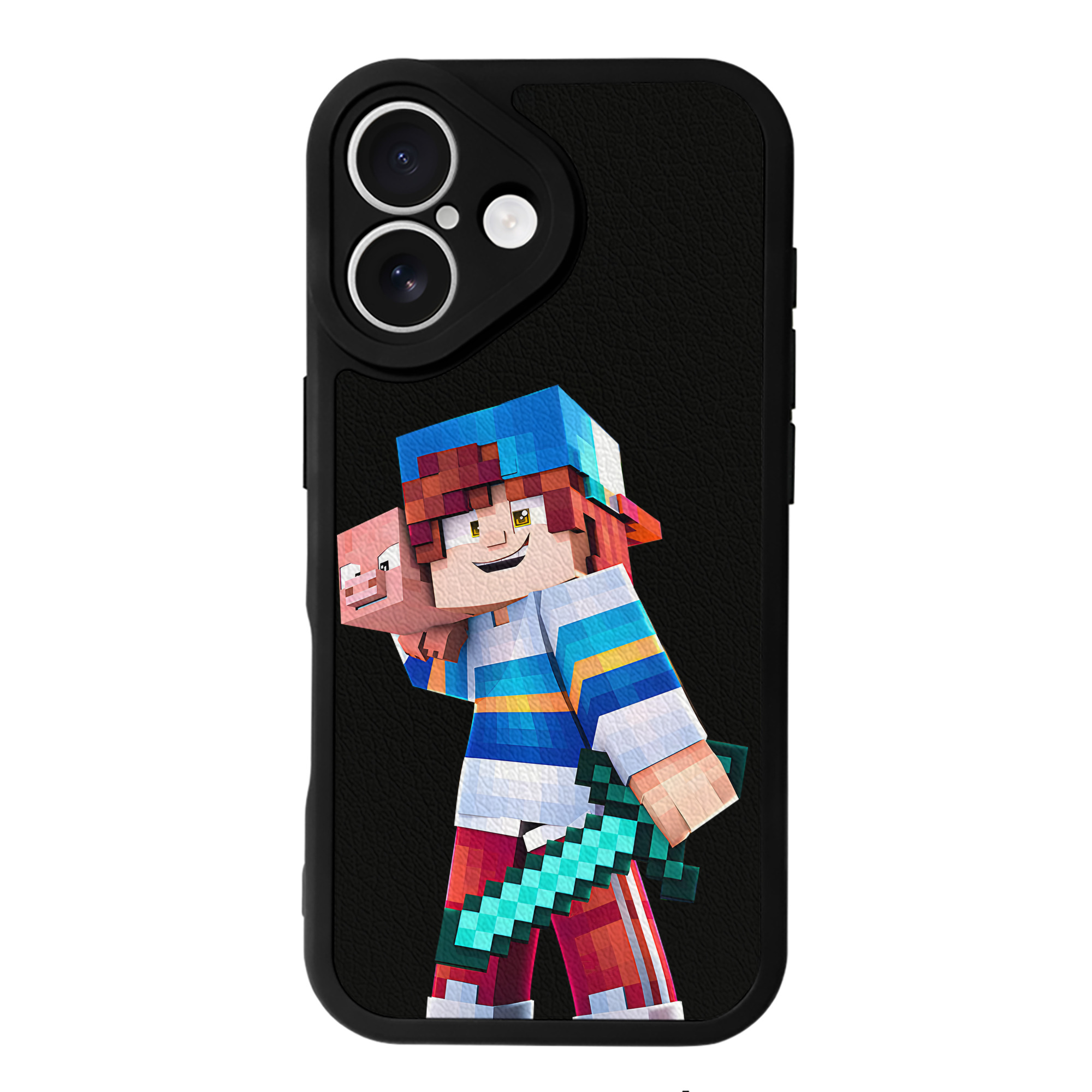 （画像用） マインクラフト ブロックの世界 Minecraft MC Block world 【iPhone 16シリーズ対応】シリコンスマホケース（レザー調） 材質：シリコン